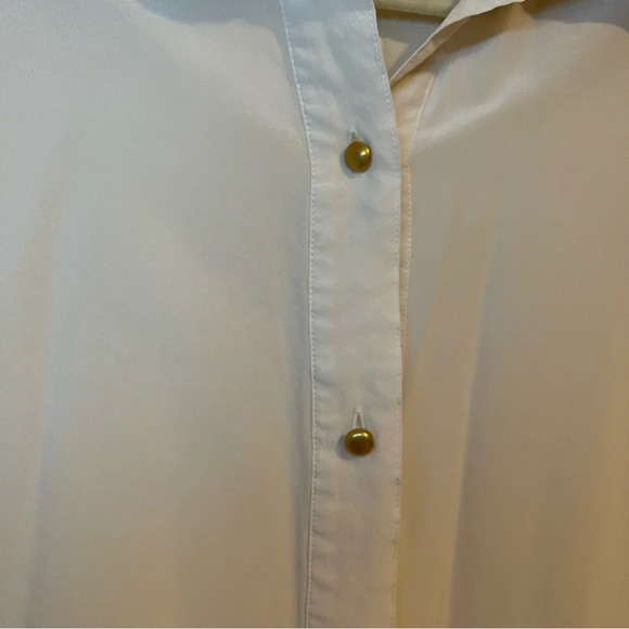 MARC BY MARC JACOBS 100% Ivory Silk Top Long Sleeve gold Button Down free fit 2 - Picture 5 of 7